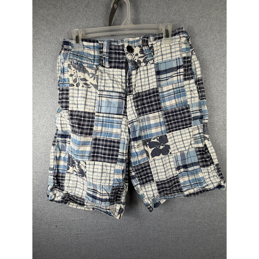 American Eagle Outfitters Shorts Mens 28‎ Patchwork Plaid Bermuda Blue Longer